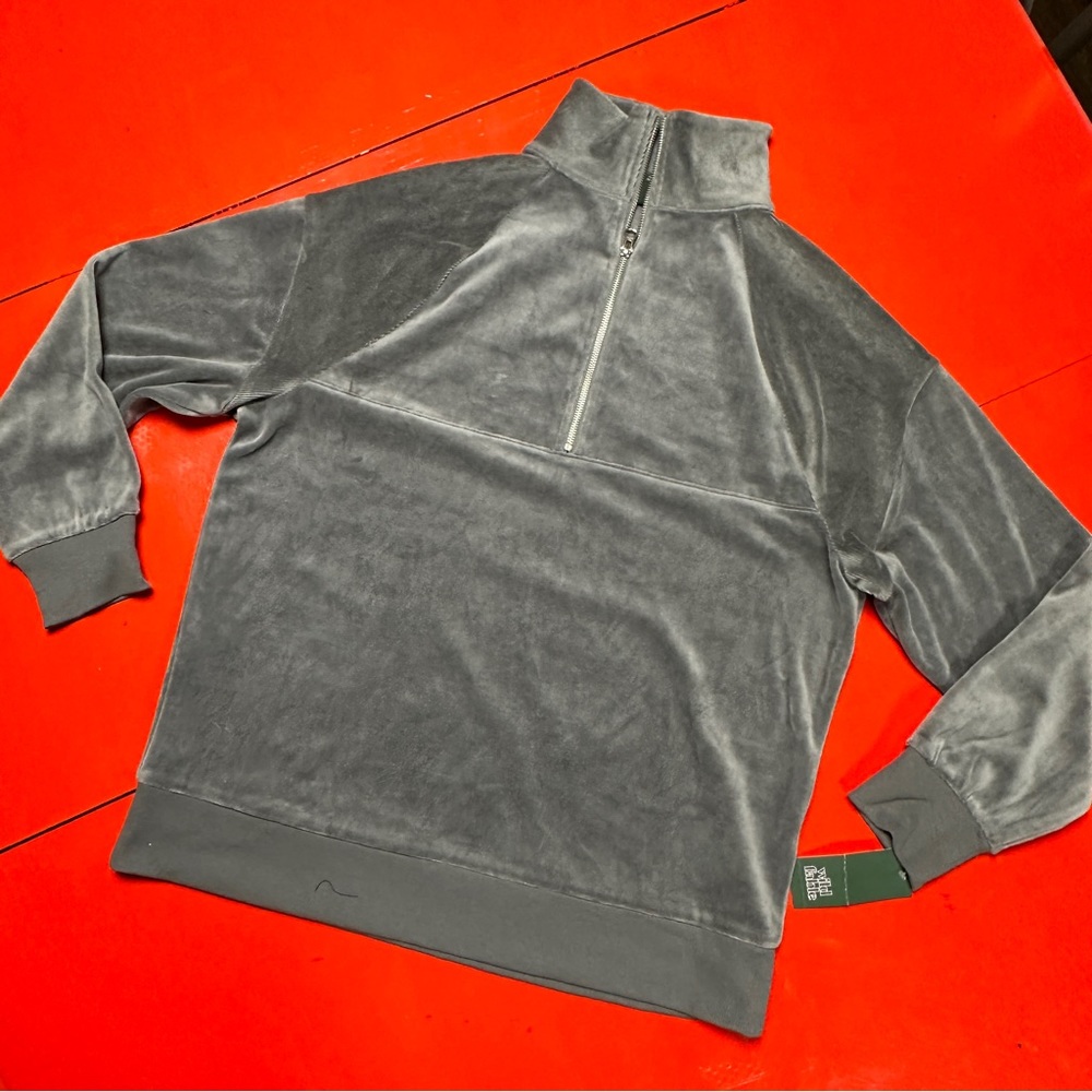NWT WILD FABLE GRAY VELOUR 3/4 zip sweatshirt